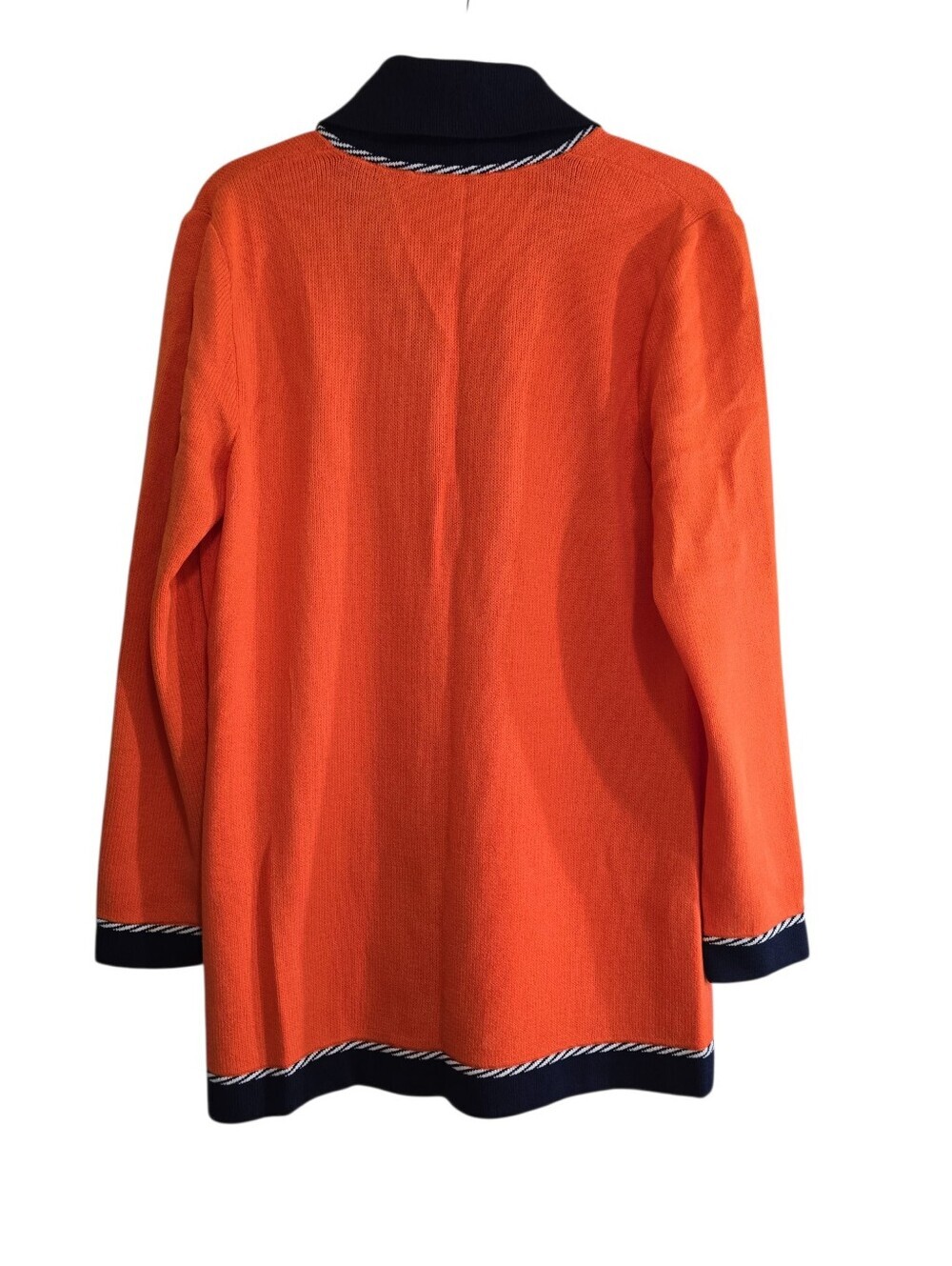 St. John Collection Vibrant 2-piece Cardigan Skirt Set Santana Knit Orange Navy - Picture 5 of 8
